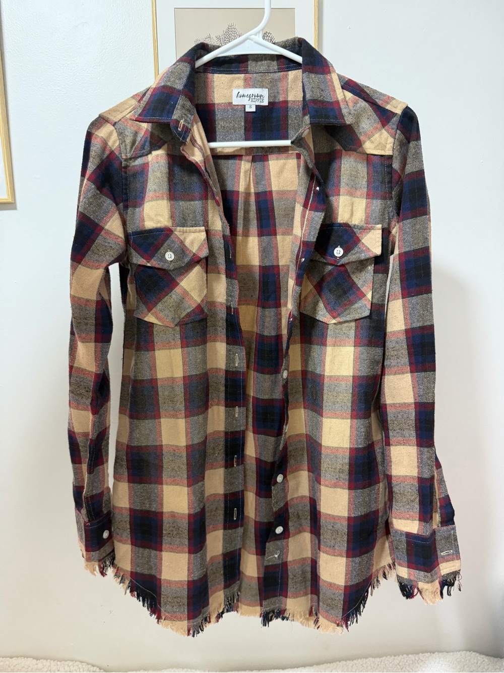 Wool-Blend Plaid Shacket - Beige & Navy